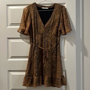 Brown snake skin mini dress